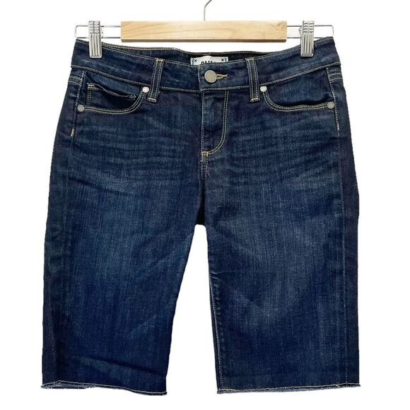 Paige Denim Bermuda Shorts in Warner Long Jean Shorts Dark Wash Size 24 | 00 - Picture 1 of 12